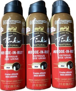 3 x Tink's #69 Doe-In-Rut Hot Shot Mist 3oz - Atractivo para ciervos - Imagen 1 de 4
