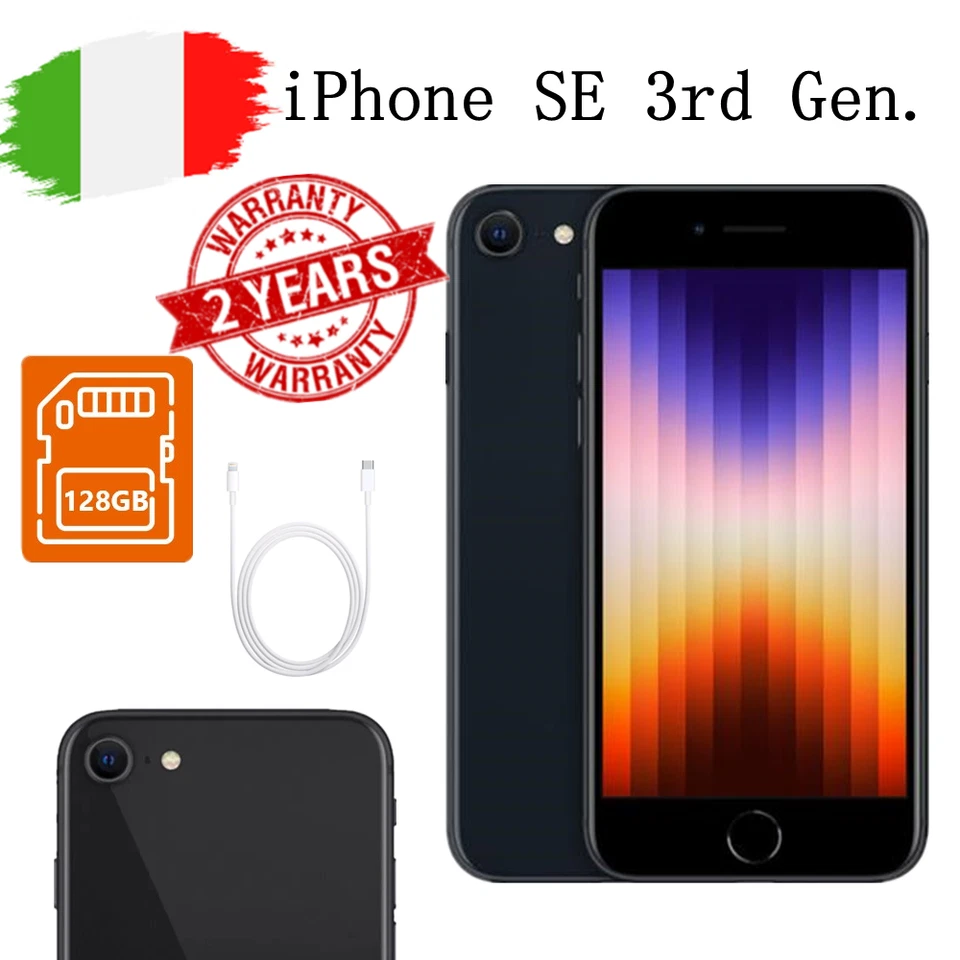 Apple iPhone SE 3a Gen. (2022) 128GB Mezzanotte (Sbloccato) ✔️Nuovo & Originale - Immagine 1 di 4