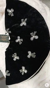 Tahari SCHWARZ SAMT SCHMUCK SCHLEIFEN BAUM ROCK PERLEN Weihnachten Tischplatte 24" NEU - Bild 1 von 24