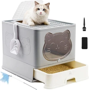 Große Katzentoilette mit aktivem Geruchsfilter und einfachem Reinigungssystem - Picture 1 of 9
