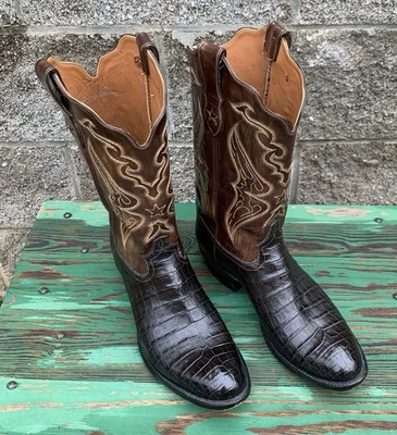 Tony Lama Caiman Belly Men’s Western Boots Size 11 EE Made In USA Brown Leather - Image 1 of 4