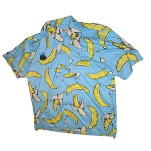 UZZI Amphibious Gear Banana Print Button Up Hemd Herren Neuheit Grafik L Logo - Bild 1 von 6