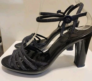 Marc Jacobs Black Patent Leather/Denim Strappy Platform Sandals Sz.7.5/38.5 $495 - Picture 1 of 12