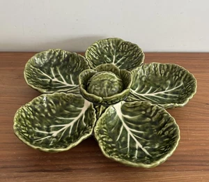 Vintage 35cm Cabbage Olfaire Style Divided Serving Platter 5 Sections Green - Picture 1 of 12