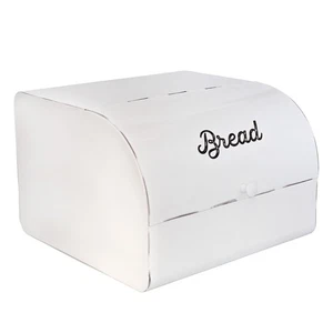 Large White Bread Box; Farmhouse Enamelware Family Size Countertop Bread Bin - Picture 1 of 10