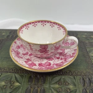 RARE! VINTAGE SPODE COPELAND MINI / MINIATURE PINK PRIMROSE TEA CUP & SAUCER - Picture 1 of 12