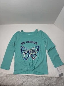 Neu mit Etikett Carters Mädchen Langarm-T-Shirt Glitzer Schmetterling vorne zum Binden blau Größe 4 - Bild 1 von 7