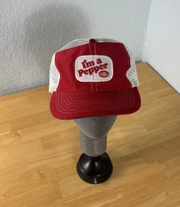 Vintage Dr. Pepper Patch Hat Snapback Cap Im A Pepper Mesh Back Trucker USA 80s - Picture 1 of 6