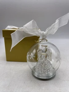Adorno de ángel globo de vidrio hilado Navidad oración soplado a mano colores blancos luz - Imagen 1 de 16