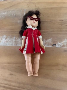 Cosmopolitan Brunette Miss Ginger 8" Doll Red And White Dress Red Glasses - Picture 1 of 12