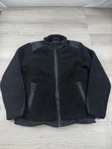 Aether Jacket Men S Onyx Black Narrows Wool Blend Full Zip Italian Sherpa Fleece - Picture 1 of 10