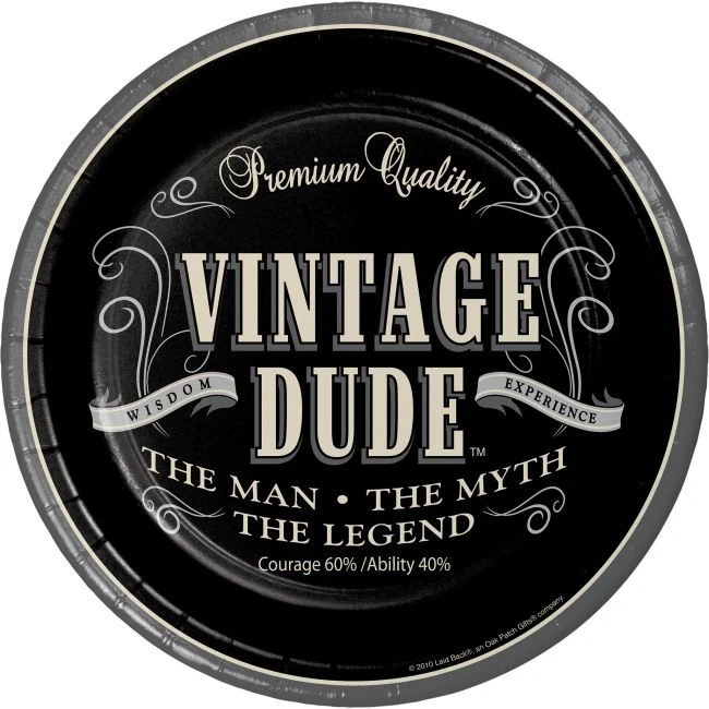 CREATIVE CONVERTING Vintage Dude 7 Inch Paper Plates 8 Pack The Man Myth Legend Birthday Tableware