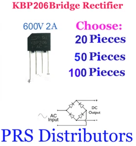 Rectificador de puente de diodo KBP206 2A 600 V rectificador de puente de diodo genérico - Imagen 1 de 11