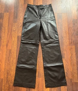 Sisley Leather Trousers Women’s Taglia 42 Brown Flare High Rise Lined Size US 10 - Imagen 1 de 7
