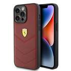 Ferrari® Leather Stitched Lines Design Phone Case for iPhone 15 Pro Max Red