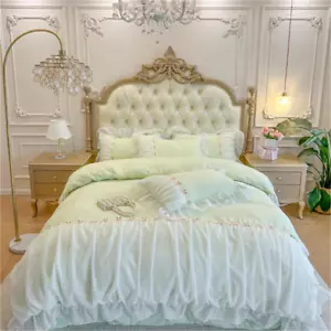 Chic Ruffle Lace Queen Duvet Cover Set-Princess Girl Bedding-3 Piece Comforter D - Picture 1 of 9