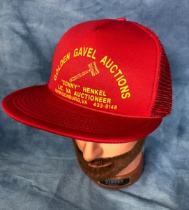 VTG Golden Gavel Auctions Trucker Hat Red Baseball Cap Harrisonburg Business - Picture 1 of 3