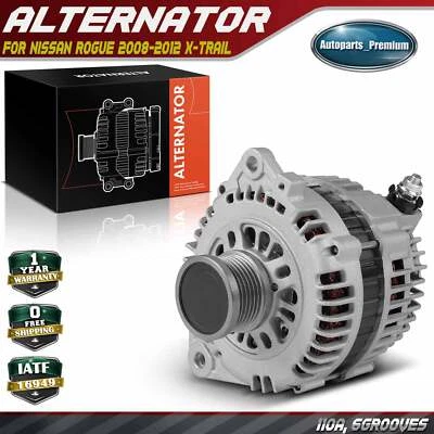 Alternador para Nissan Rogue 2008-2012 X-Trail 110A 12V CW polea embrague 6 ranuras Foto 1 de 4