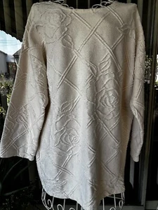 HEIRLOOMS Laguna Beach Co Women Pullover 3/4 Sleeves Cotton Ivory White M - Picture 1 of 14