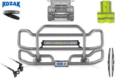 Protector de parachoques grande gris Freightliner Century con soporte y barra LED de 22" Foto 1 de 4