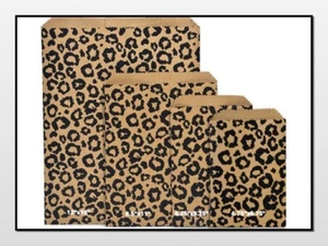 Flache Papier-Warentüten schwarz Leopardenmuster Größe & Paketmenge wählbar - Bild 1 von 5