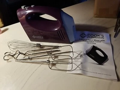 ¡Nuevo Cook's Companion 5 velocidades 120 V mezclador manual ciruela cable retráctil! Foto 1 de 4