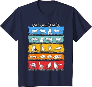 Cat Language Funny Cat Tee Cat Gift Cute Cat Lover Youth Unisex T-shirt - Picture 1 of 6