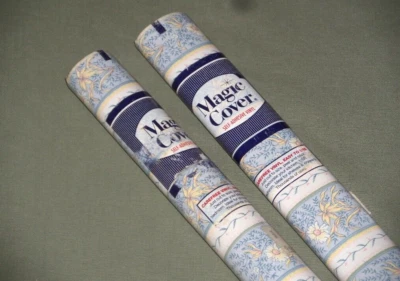 2 cubiertas mágicas de vinilo autoadhesivas a rayas florales azules vintage forro de estante 6 yardas Foto 1 de 4