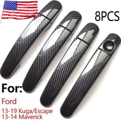 For Ford 2013-2019 Escape / 2012-2018 Focus Door Handle Cover Trim Carbon Fiber - Image 1 of 2