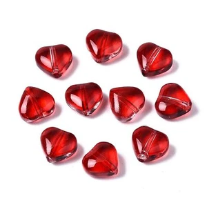 Glass Heart Beads Light Red Valentine's Jewelry Making Supplies Wholesale 8mm 10 - Picture 1 of 1