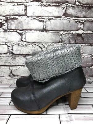 Botas femininas Sanita couro rachado azul cintilante salto empilhado no tornozelo tamanho 37EU/6.5 - Imagem 1 de 4