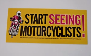 Vintage~Start Seeing Motorcycles~Minnesota~Motorcyclist~Bumper Sticker~ORIGINAL - Picture 1 of 3