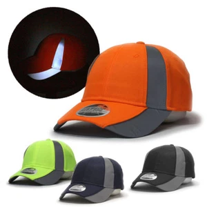 New Reflective High Visibility Neon Orange Yellow Baseball Cap Black Navy Hat - Picture 1 of 34