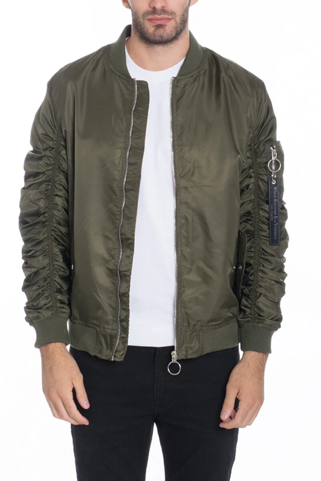 Chaqueta de bombardero fruncida cortavientos para hombre bolsillo utilitario S-2XL Foto 1 de 1