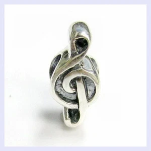 Sterling Silver Music Note Treble Clef Symbol Bead for European Charm Bracelet - Picture 1 of 1
