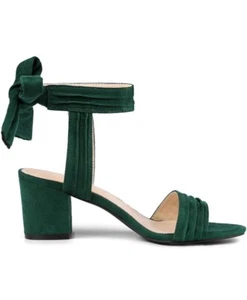 Allegra K Women's Open Toe Ankle Tie Back Block Heels Sandals shoes Green Size 8 - Picture 1 of 12