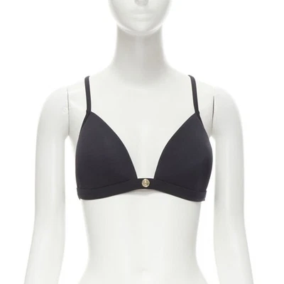 VERSACE Beachwear black padded gold Medusa button triangle bikini top Sz.4 M - Image 1 of 4