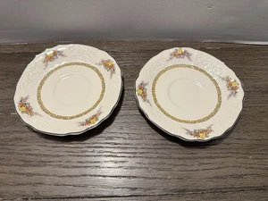 Vintage Myott Son & Co England Floral Saucers Set Of 2 - Picture 1 of 6