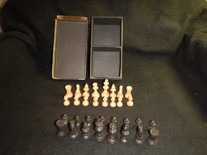 Wood Chess Set Pattberg Staunton Pattern Boxed Black Blonde Manual Vintage 30 - Picture 1 of 13