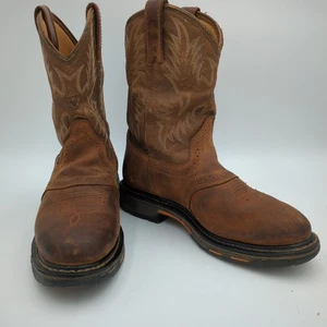 Ariat Workhog Waterproof Work Boots Men’s Size 8 EE Brown Leather Western - Picture 1 of 12