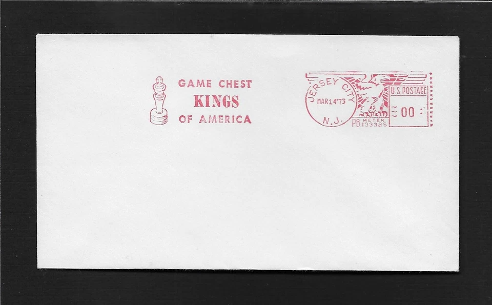 USA "BAR-ZIM" JERSEY CITY DEALERS IN CHESS + TOYS, RED METER SLOGAN MAR 14,1973 - Image 1 of 1