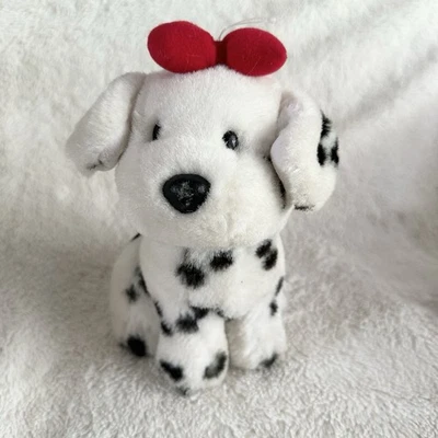 Commonwealth Spottie Dalmatian Red Bow Vintage 90s Plush 8” Puppy Dog  - Image 1 of 4