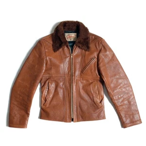 Vintage 1960s LAKELAND Sportswear Leather Jacket Front Talon Zipper Sz S - Picture 1 of 17