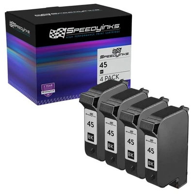 SPEEDYINKS 4PK Replacement for HP 45 51645A Black Ink Cartridge 1100 Page Yield - Image 1 of 4