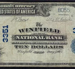 🇺🇸 KS 1902 $10 ♚♚WINFIELD, KANSAS♚♚ PCGS CH FINE 15 HARD TO FIND!!! - Picture 1 of 3