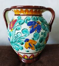 Vase CERART MONACO avec 2 anses, décor floral, Hauteur 19 cm