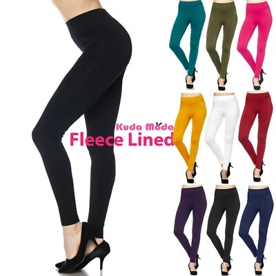 Mujer Cálido Invierno Forrado de Vellón Cepillado Leggings Elastizados Gruesos Pantalones Térmicos Foto 1 de 2