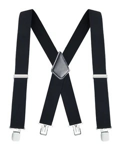 Buyless Fashion Mens Suspenders 48" Elastic Adjustable Heavy Duty 2" Wide X Back - Picture 1 of 77