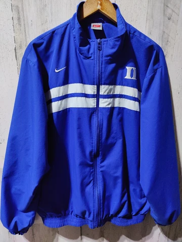 Nike Duke University Full Zip Windbreaker Jacket Men's LRG Blue White Mesh Lined Cover
