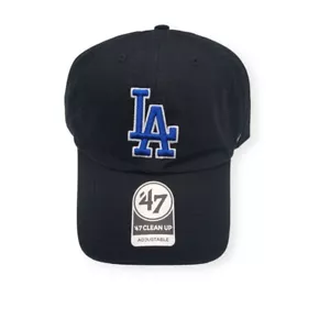 '47 Los Angeles Dodgers Clean Up Black/Blue Logo Adjustable Strap Hat Dad Cap - Picture 1 of 6
